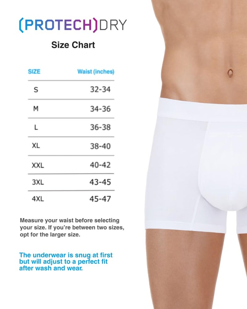 PROTECHDRY - Washable & Reusable Urinary Incontinence Cotton Boxer Brief Underwear for Men (White, X-Large (Pack of 1)) - Image 5